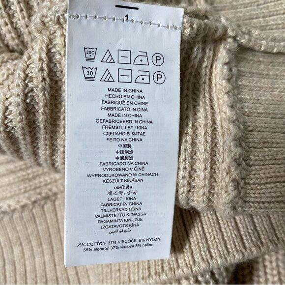 Michael Kors Beige Mock Neck Ribbed Knit Sweater Women's Size Large - Picture 2 of 16